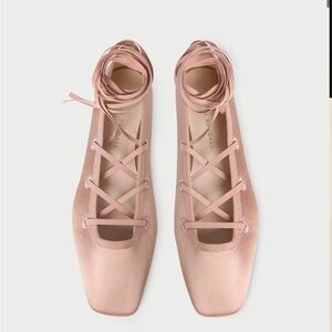 Loeffler Randall Louisa blush lace up ballet flats